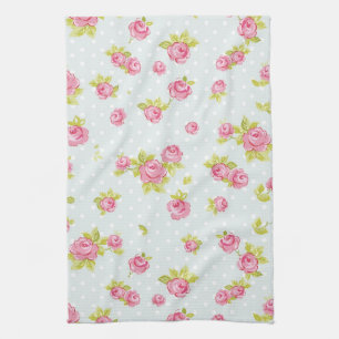 Behangselpatroon van roze rozen 4 theedoek