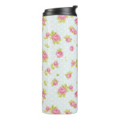 Behangselpatroon van roze rozen 4 thermosbeker (Gedraaid links)