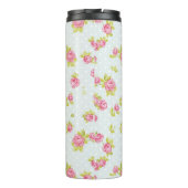 Behangselpatroon van roze rozen 4 thermosbeker (Achterkant)