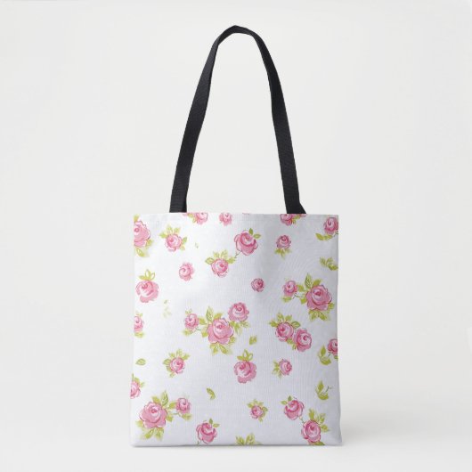 Behangselpatroon van roze rozen 4 tote bag (Voorkant)