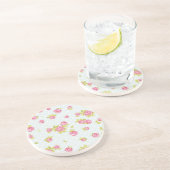 Behangselpatroon van roze rozen 4 zandsteen onderzetter (Zijkant)