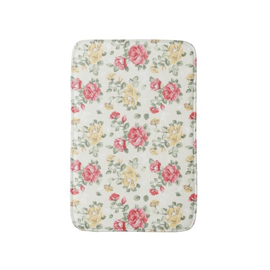 Behangselpatroon van roze rozen badmat (Voorkant Verticaal)