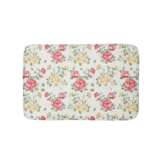 Behangselpatroon van roze rozen badmat (Voorkant)