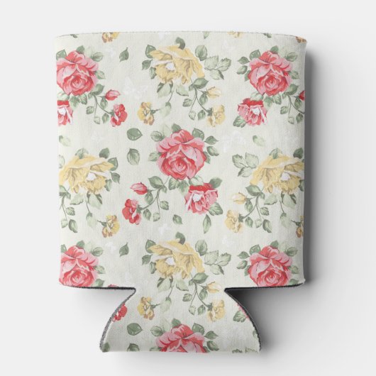 Behangselpatroon van roze rozen blikjeskoeler (Achterkant)