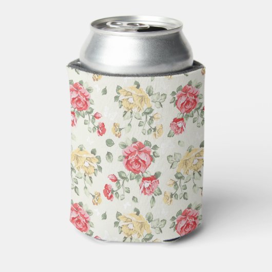 Behangselpatroon van roze rozen blikjeskoeler (Blikje Achterkant)