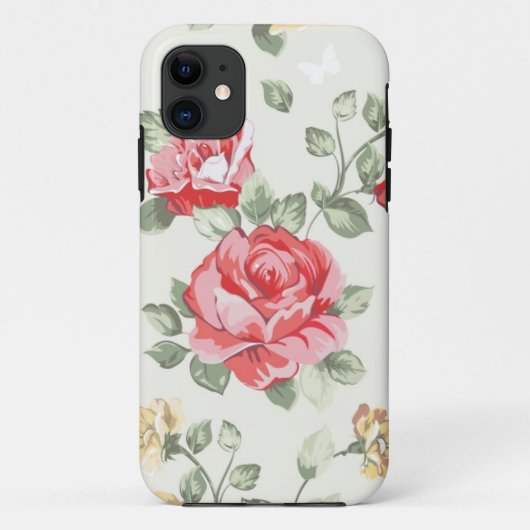Behangselpatroon van roze rozen Case-Mate iPhone case (Achterkant)