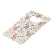 Behangselpatroon van roze rozen creditkaart flessenopener (Achterkant Gekanteld)