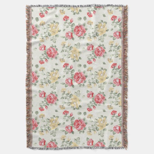 Behangselpatroon van roze rozen deken (Voorkant Verticaal)