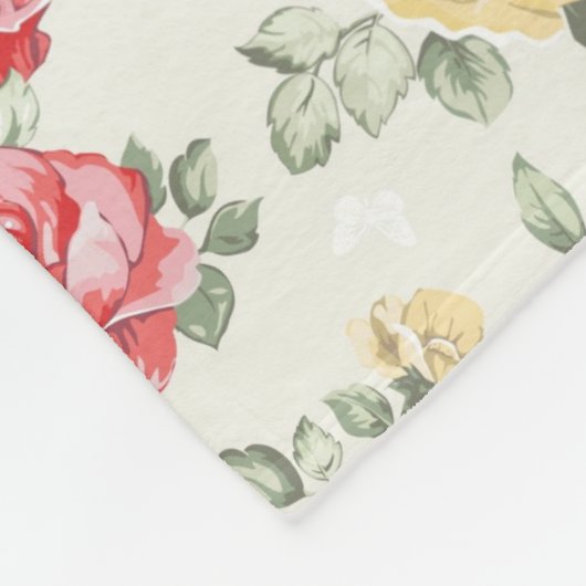 Behangselpatroon van roze rozen fleece deken (Hoek)