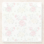 Behangselpatroon van roze rozen glazen onderzetter (Achterkant)