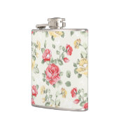 Behangselpatroon van roze rozen heupfles (Links)