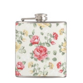 Behangselpatroon van roze rozen heupfles (Voorkant)