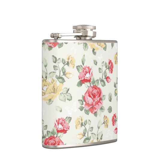 Behangselpatroon van roze rozen heupfles (Rechts)