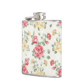 Behangselpatroon van roze rozen heupfles (Links)