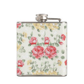 Behangselpatroon van roze rozen heupfles (Achterkant)