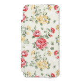 Behangselpatroon van roze rozen incipio iPhone portemonnee hoesje (Voorkant Agenda)