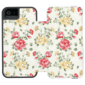 Behangselpatroon van roze rozen incipio iPhone portemonnee hoesje (Agenda Open)