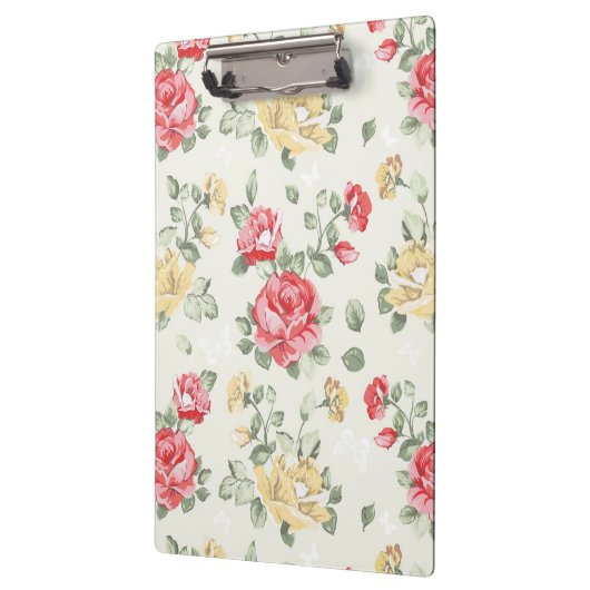 Behangselpatroon van roze rozen klembord (Links)