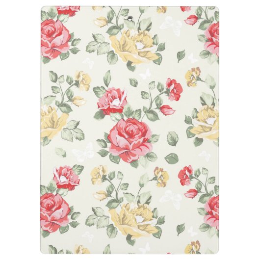 Behangselpatroon van roze rozen klembord (Achterkant)