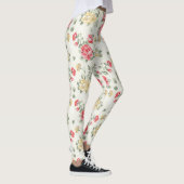 Behangselpatroon van roze rozen leggings (Rechts)