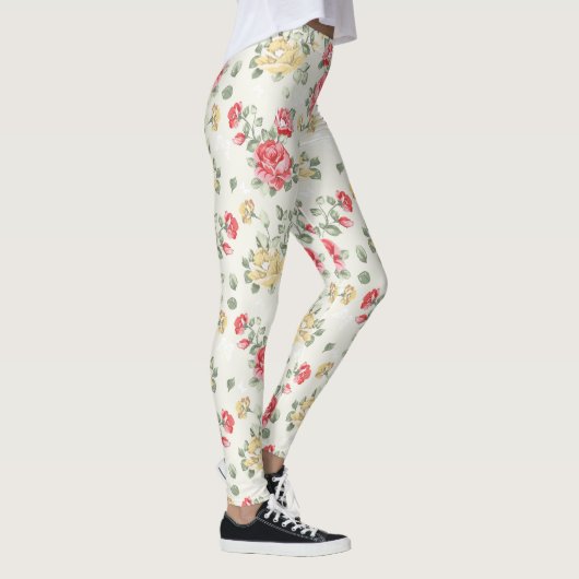 Behangselpatroon van roze rozen leggings (Rechts)