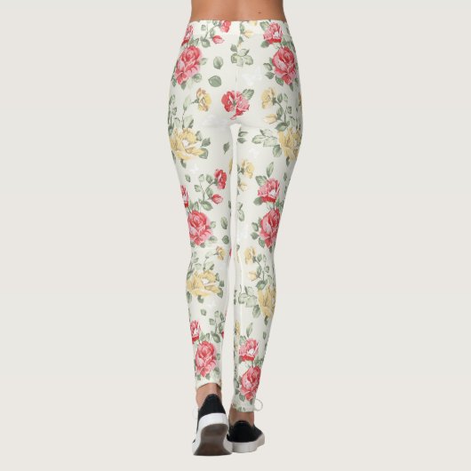 Behangselpatroon van roze rozen leggings (Achterkant)