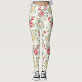Behangselpatroon van roze rozen leggings (Voorkant)