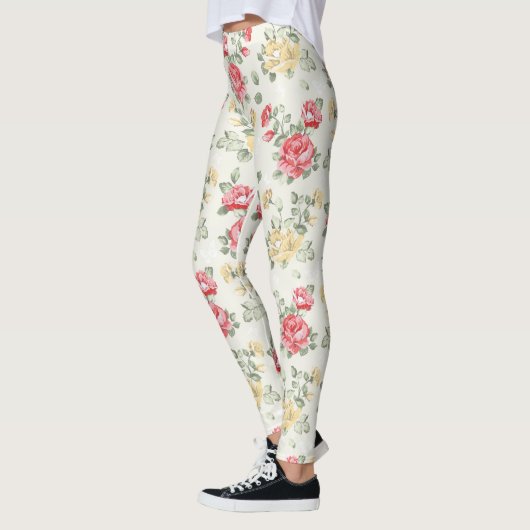 Behangselpatroon van roze rozen leggings (Links)