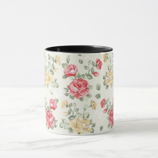 Behangselpatroon van roze rozen mok (Midden)