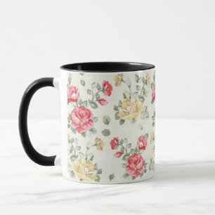 Behangselpatroon van roze rozen mok