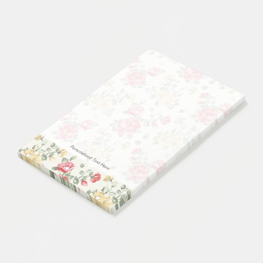 Behangselpatroon van roze rozen post-it® notes (Schuin)