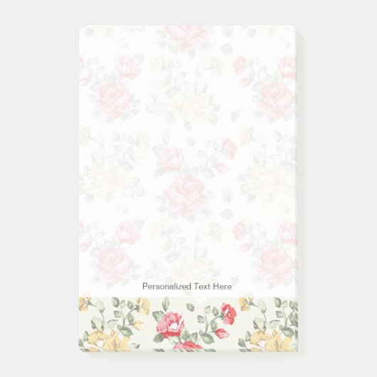 Behangselpatroon van roze rozen post-it® notes (Voorkant)