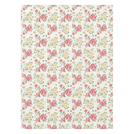 Behangselpatroon van roze rozen tafelkleed (Voorkant)