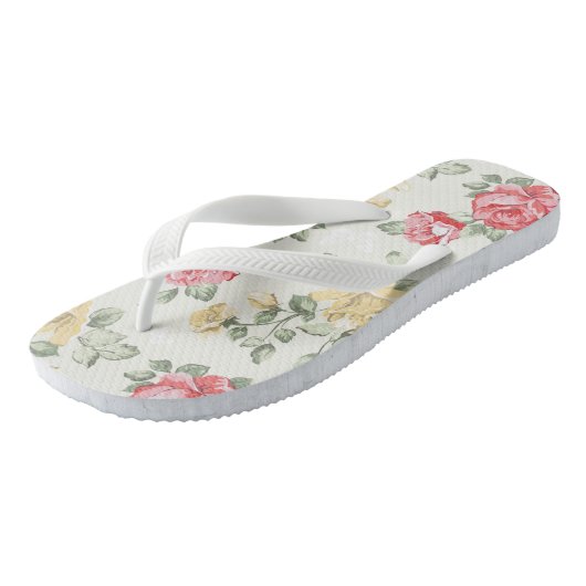 Behangselpatroon van roze rozen teenslippers (Schuin)