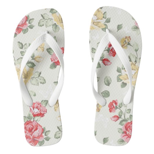 Behangselpatroon van roze rozen teenslippers (Voetbed)