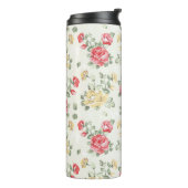 Behangselpatroon van roze rozen thermosbeker (Gedraaid links)