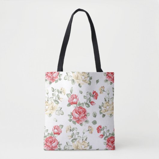 Behangselpatroon van roze rozen tote bag (Voorkant)