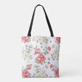 Behangselpatroon van roze rozen tote bag (Achterkant)