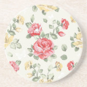 Behangselpatroon van roze rozen zandsteen onderzetter (Voorkant)
