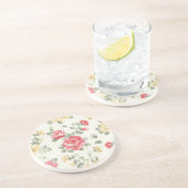 Behangselpatroon van roze rozen zandsteen onderzetter (Zijkant)