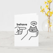 Behave No Funny Cat Meme Cartoon Design  Kaart (Gele Bloem)