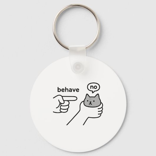 Behave No Funny Cat Meme Cartoon Design  Sleutelhanger (Voorkant)
