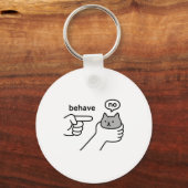 Behave No Funny Cat Meme Cartoon Design  Sleutelhanger (Voorkant)