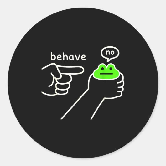 Behave No Funny Frog Meme Humor  Ronde Sticker (Voorkant)