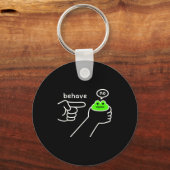 Behave No Funny Frog Meme Humor Sleutelhanger (Voorkant)