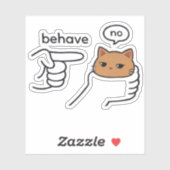 Behave/No Orange Cat, Funny Cat Sticker (Vel)