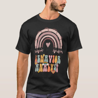 Behavior Analyst BCBA Groovy Retro Vintage Rainbow T-shirt