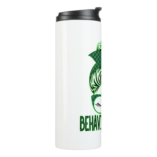 Behavior Analyst BCBA Messy Bun St Patrick's Day Thermosbeker (Gedraaid links)