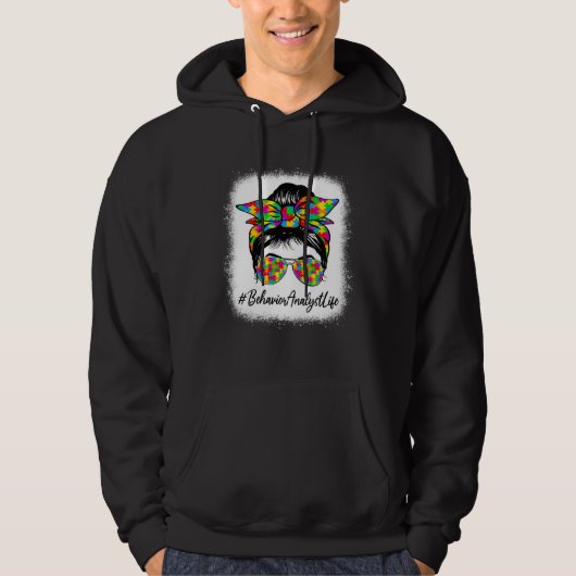 Behavior Analyst Messy Bun Supporting Autism Aware Hoodie (Voorkant)