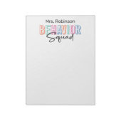 Behavior Therapist Squad Teacher Appreciation Notitieblok (Linkerzijde)